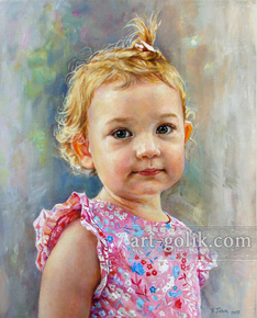 Портрет девочки - ребенка, масло, холст Портрет девочки - ребенка, маслом на холсте