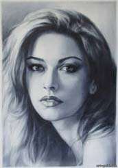 portrait of a girl by dry brush