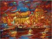 Embankment at night. Evpatoria