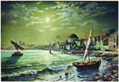 Sea landscape with moon