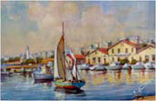 A sailboat in the port of Alexandroupoli